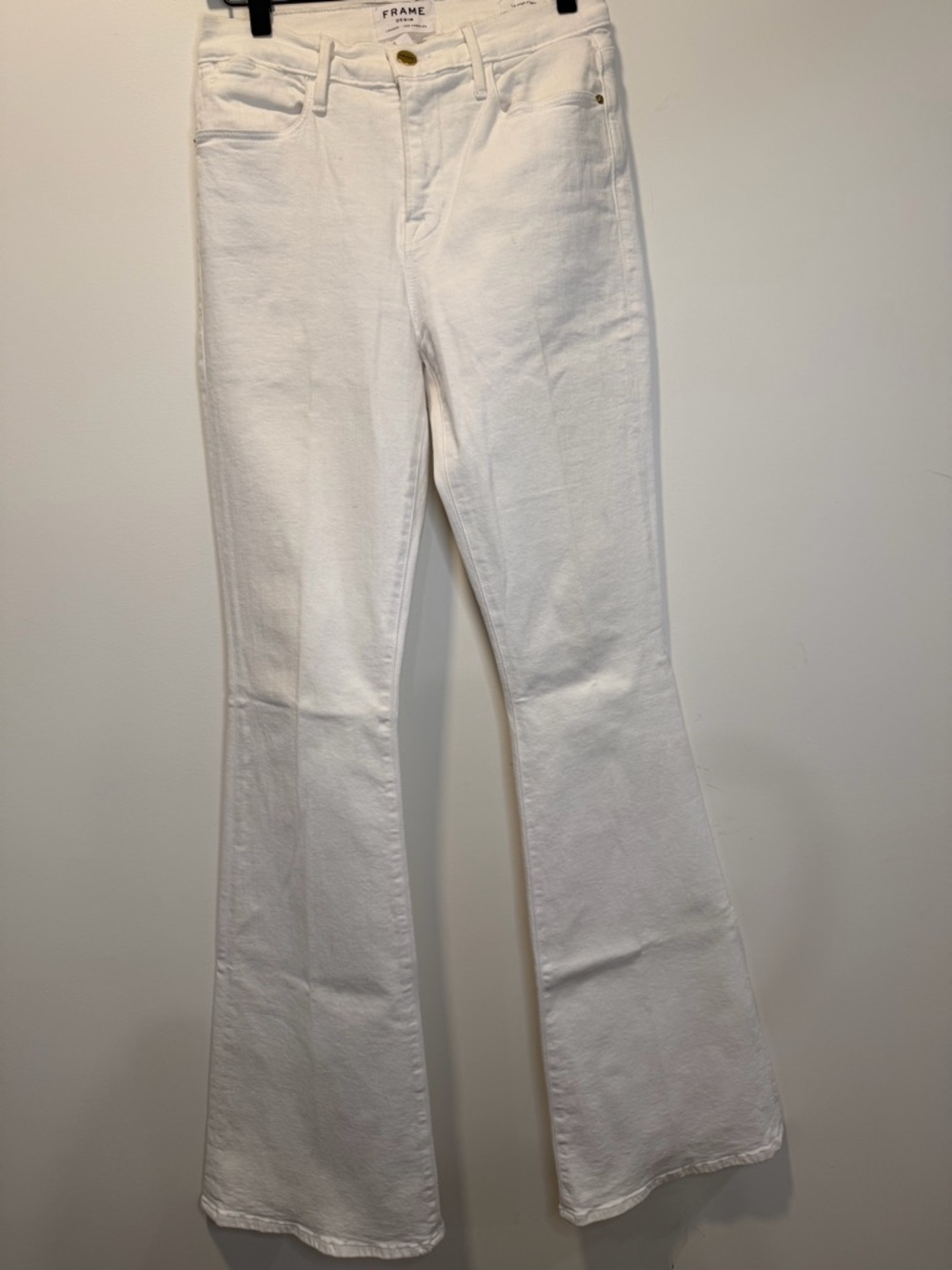 FRAME Denim White Waistband Jeans with Brass Button